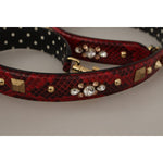 Dolce & Gabbana Red Python Leather Crystals Reversible Shoulder Strap BEL8742