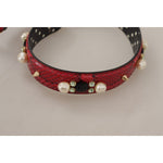 Dolce & Gabbana Red Python Leather Crystals Reversible Shoulder Strap BEL8743
