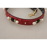 Dolce & Gabbana Red Python Leather Crystals Reversible Shoulder Strap BEL8743