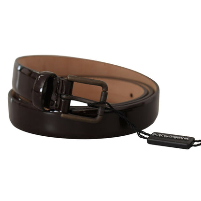 Dolce & Gabbana Black Patent Leather Logo Metal Waist Buckle Belt