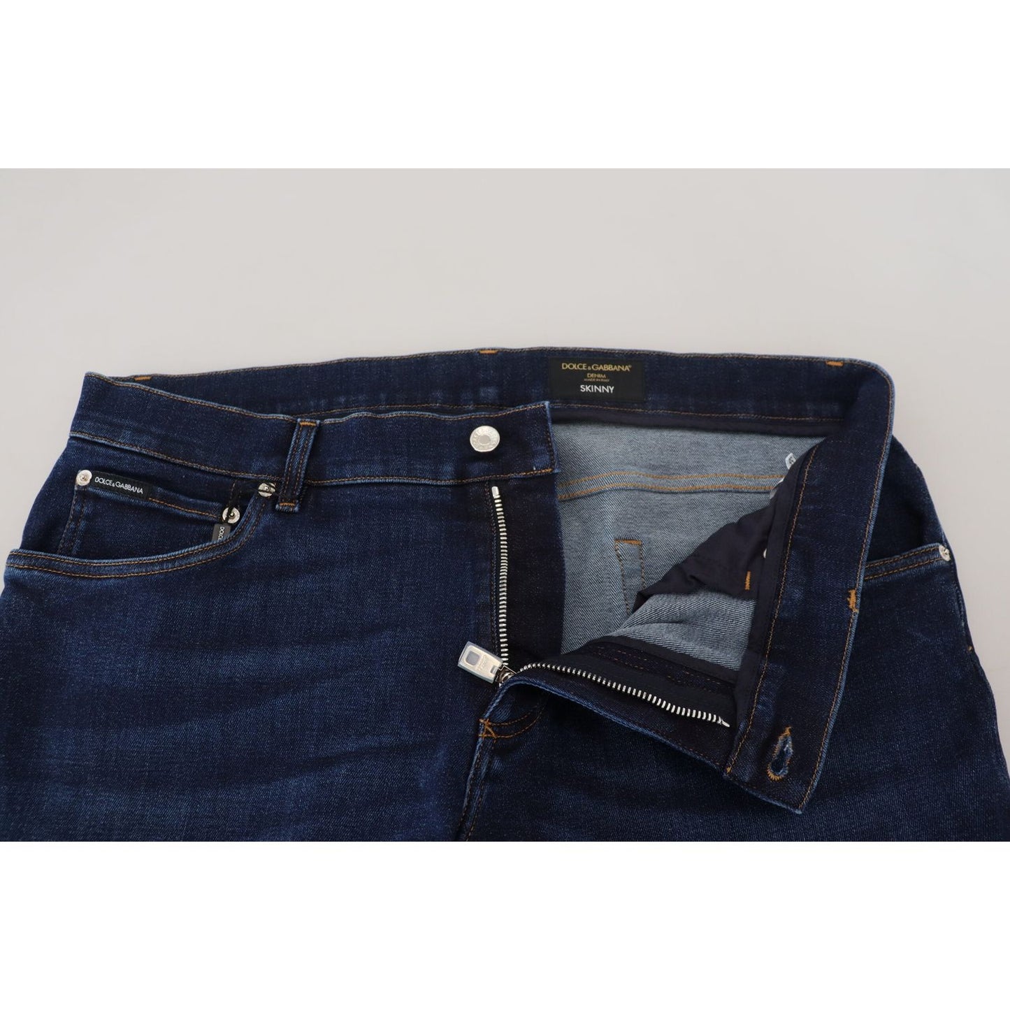 Dolce & Gabbana Dark Blue Cotton Denim SKINNY Jeans