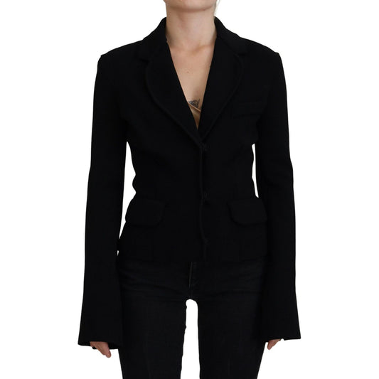 Dolce & Gabbana Black Button Cardigan Blazer Viscose Jacket
