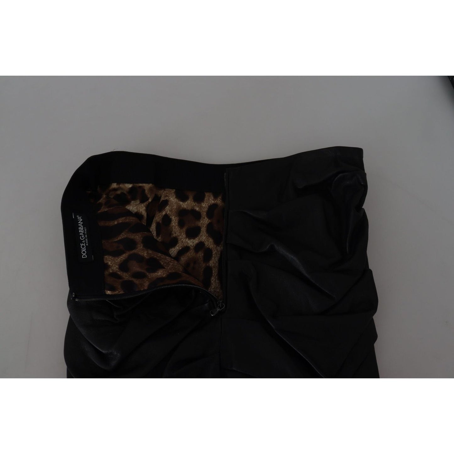Dolce & Gabbana Black Lambskin Leather A-line Mini Skirt Dolce & Gabbana