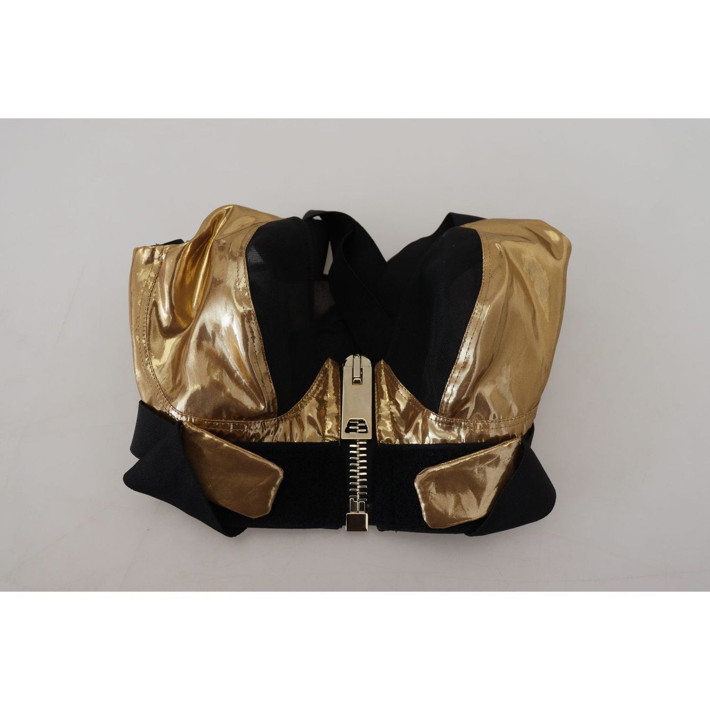 Dolce & Gabbana Black Gold Sleeveless Cropped Bustier Top