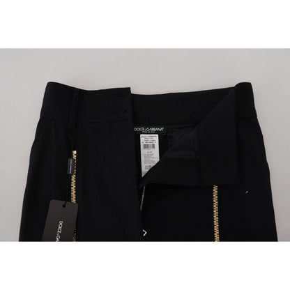 Dolce & Gabbana Black Wool High Waist Tapered Pants