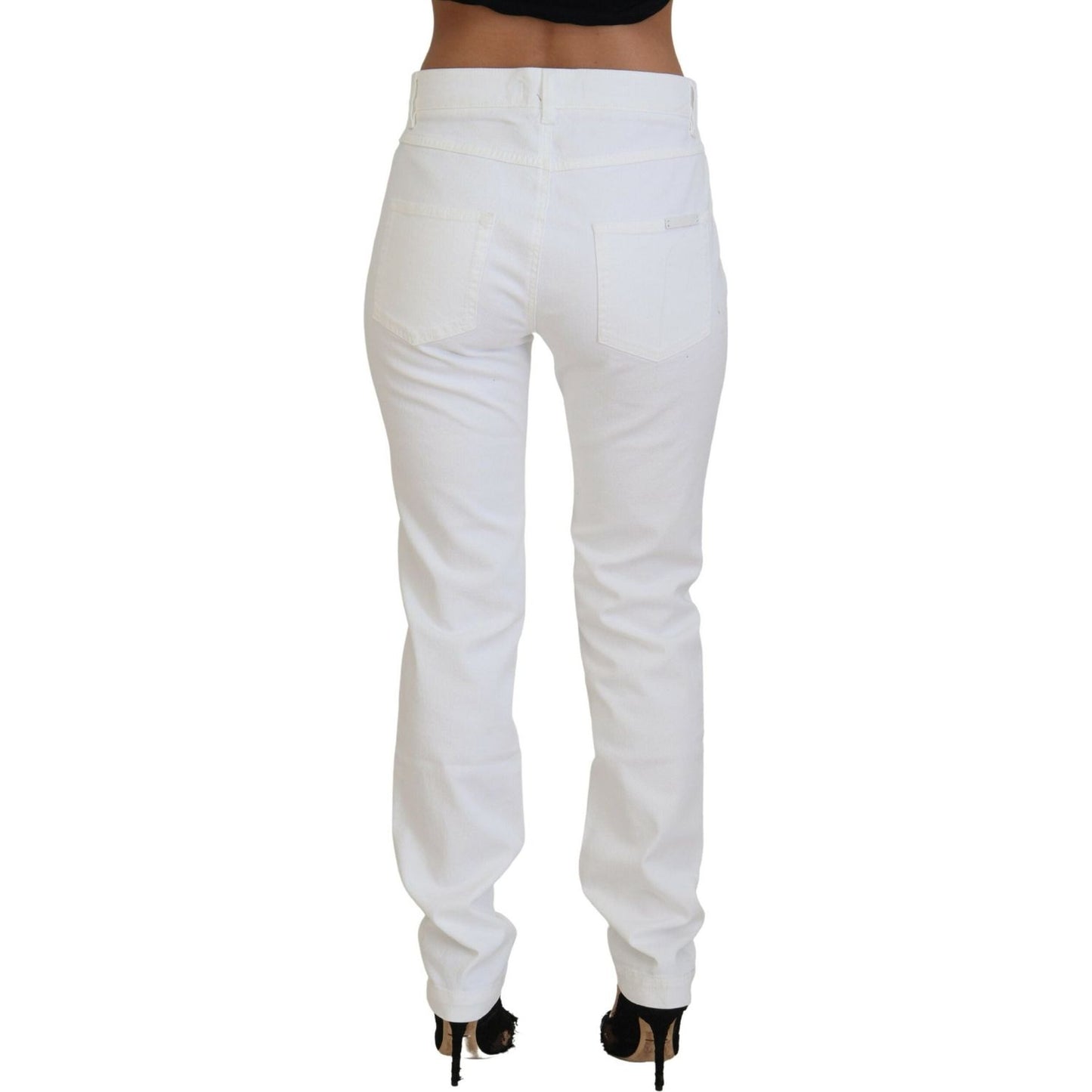 Dolce & Gabbana White Floral Embroidery Skinny Denim Jeans