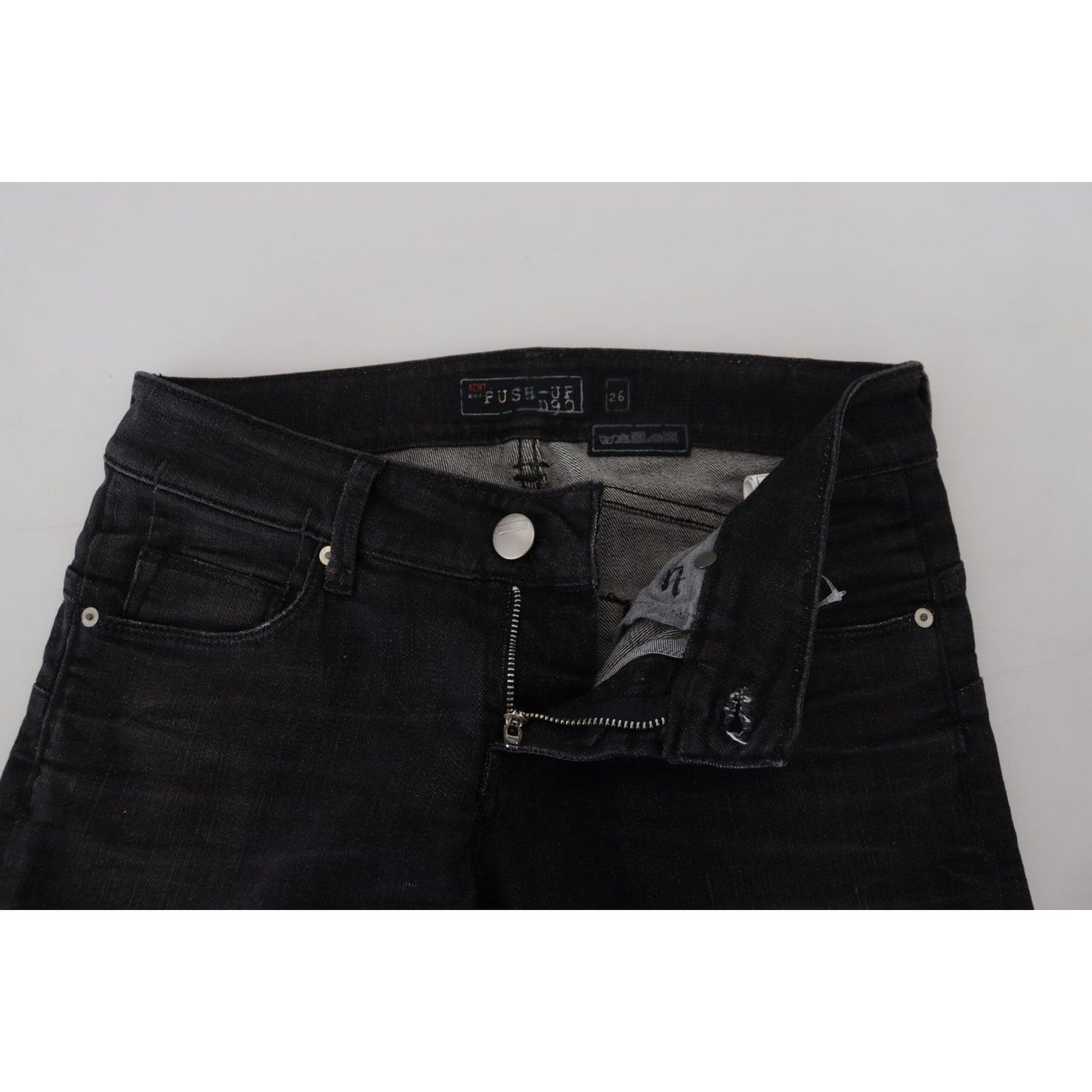 Acht Black Cotton Low Waist Slim Fit Women Casual Denim Jeans