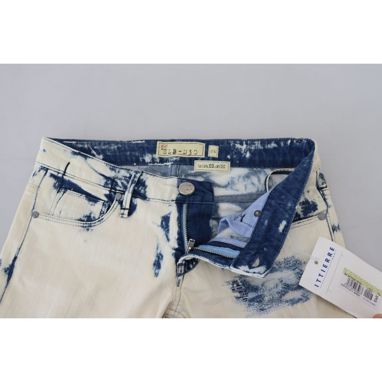 Acht White Blue Cotton Skinny Women Tattered Denim Jeans PAN72692- 26