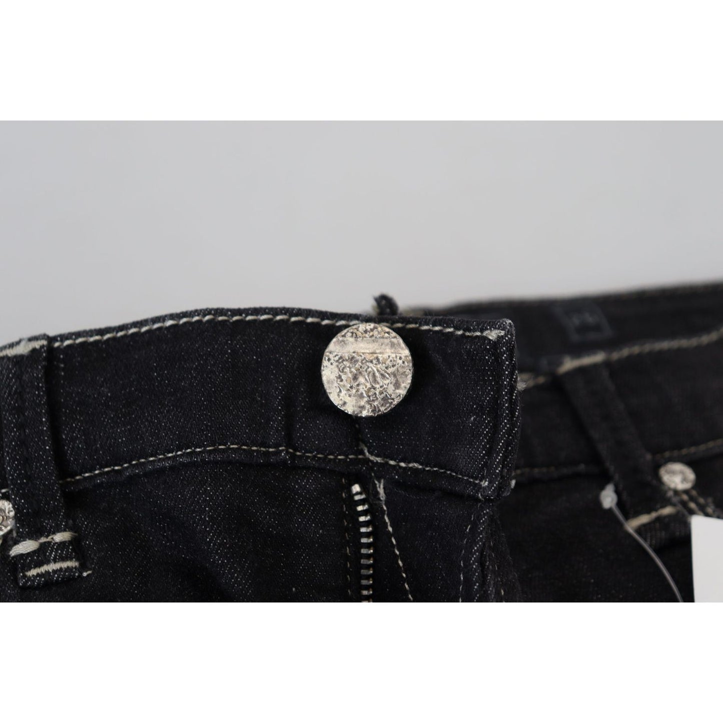 Acht Black Washed Mid Waist Tapered Women Casual Denim Jeans