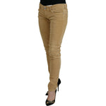 Acht Brown Cotton Corduroy Low Waist Women Casual Jeans PAN74064- 26