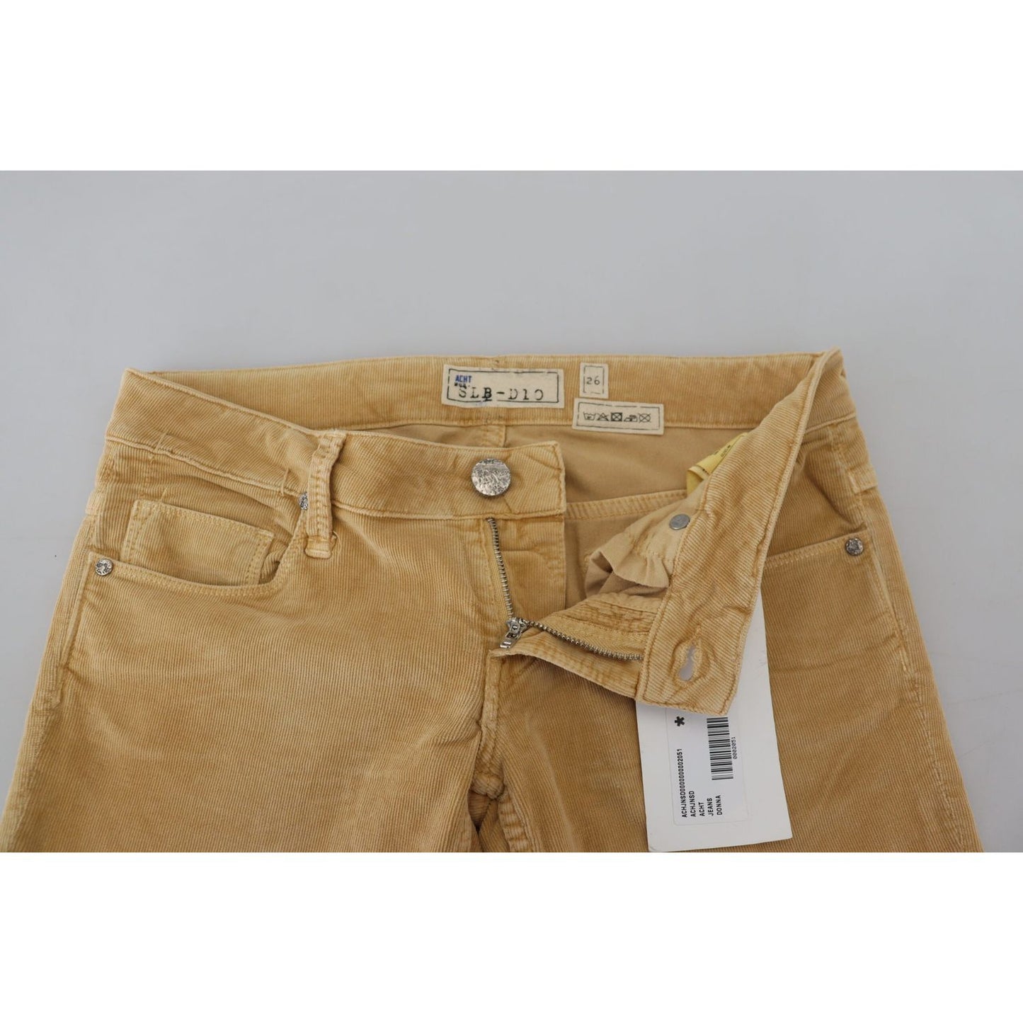 Acht Brown Cotton Corduroy Low Waist Women Casual Jeans PAN74064- 26