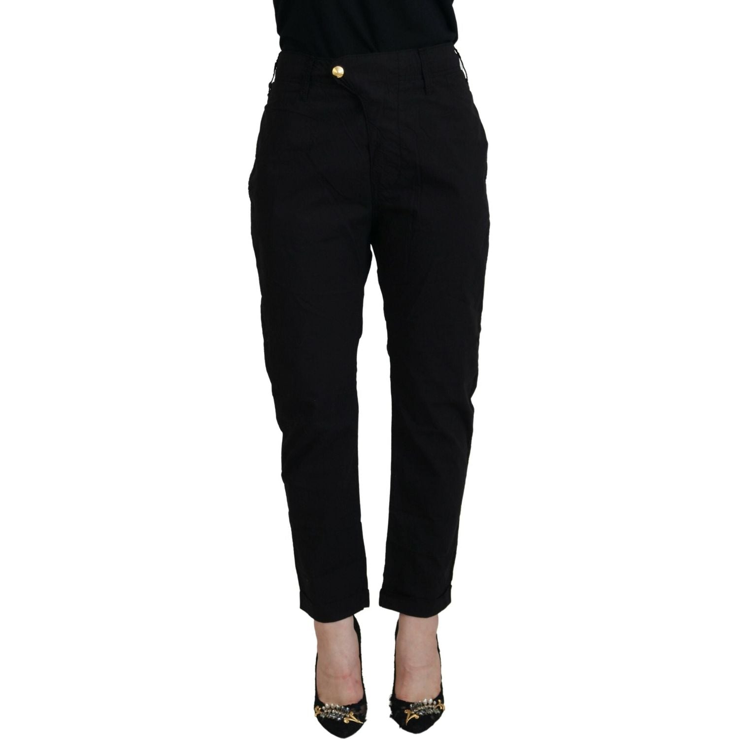 CYCLE Black Cotton Baggy High Waist Women Pants