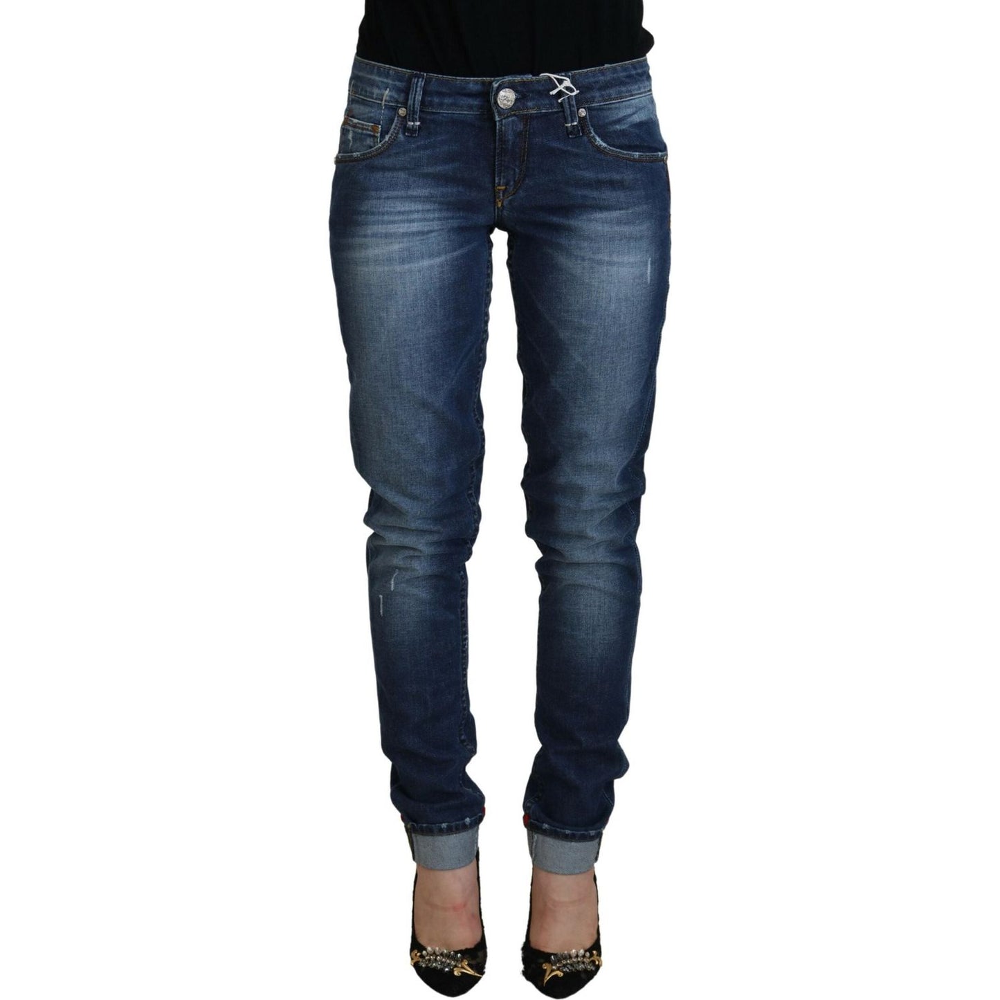 Acht Blue Washed Cotton Slim Fit Women Denim Jeans PAN74125- 25