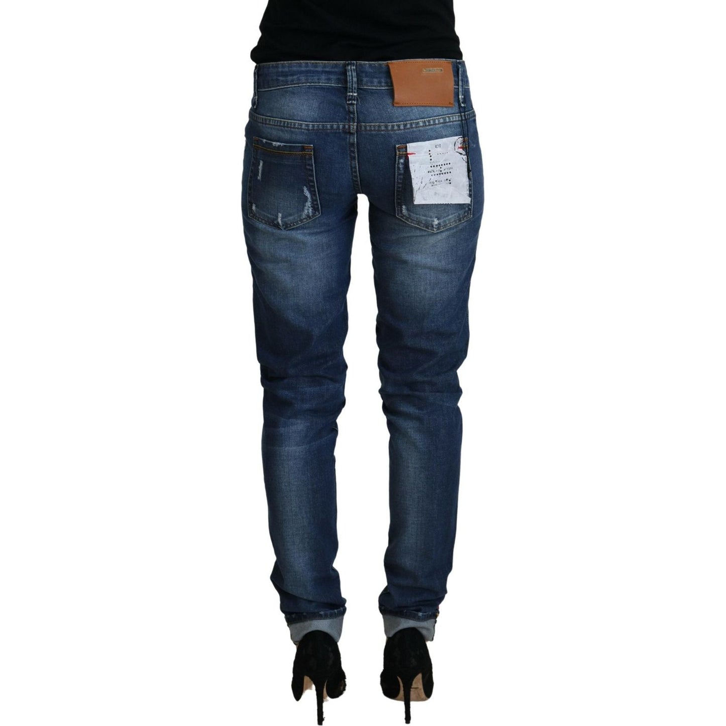 Acht Blue Washed Cotton Slim Fit Women Denim Jeans PAN74125- 25