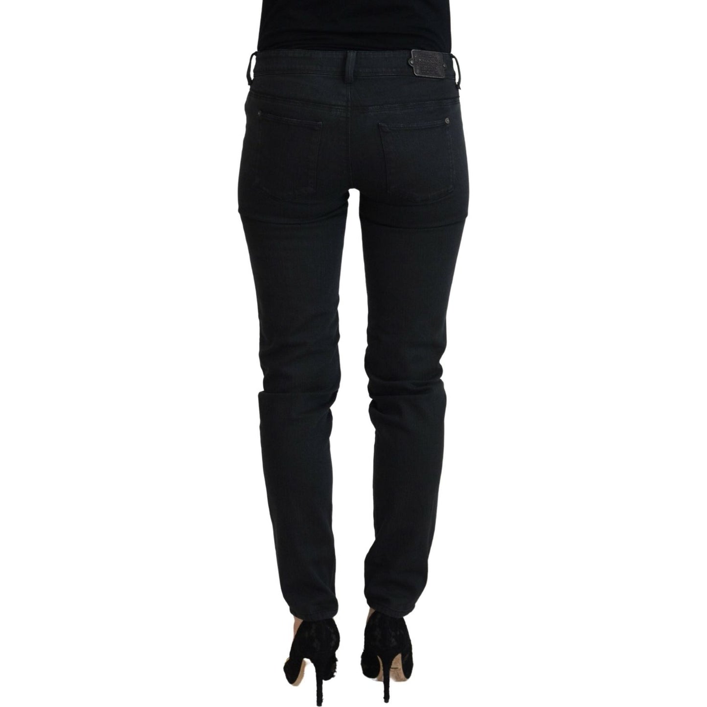 Ermanno Scervino Black Cotton Slim Fit Women Denim Jeans