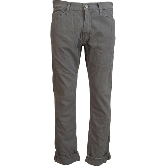 Acht Gray Cotton Straight Fit Folded Hem Casual Denim Jeans PAN74681-48