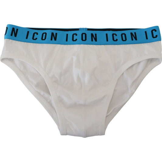 Dsquared² White Icon Logo Cotton Stretch Men Brief Underwear BIK1668 - IT5