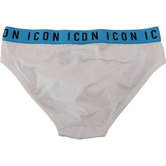 Dsquared² White Icon Logo Cotton Stretch Men Brief Underwear BIK1668 - IT5