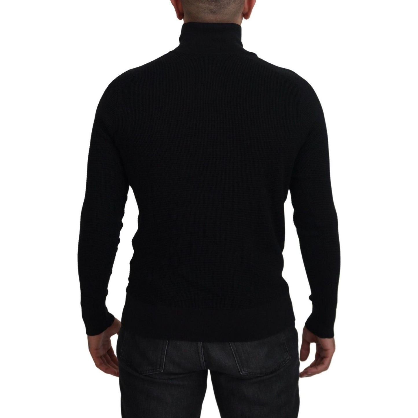 Dolce & Gabbana Black Silk Turtle Neck Pullover Sweater