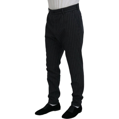 Dolce & Gabbana Dark Gray Stripes Chino Dress Pants