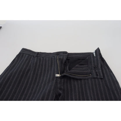 Dolce & Gabbana Dark Gray Stripes Chino Dress Pants