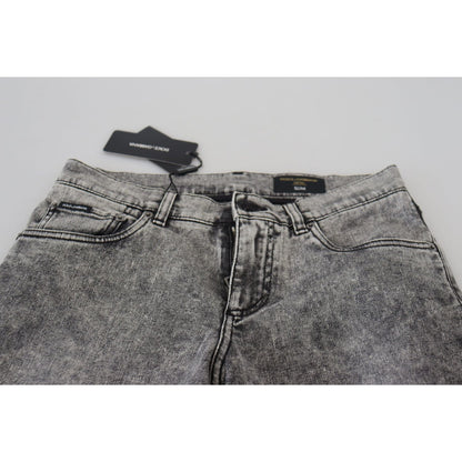 Dolce & Gabbana Grey Washed Cotton Slim Fit Men Denim Jeans