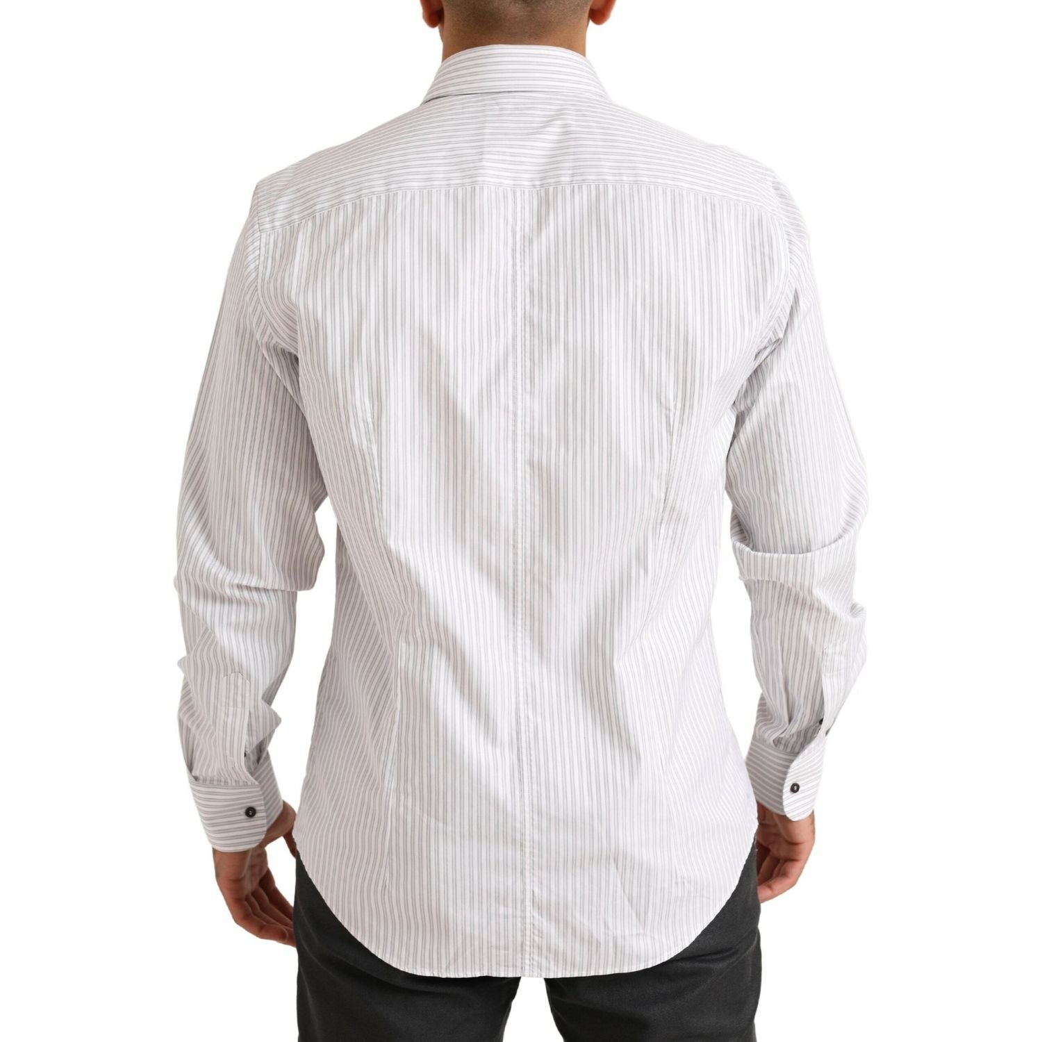 Dolce & Gabbana White MARTINI Cotton Stripe Dress Formal Shirt