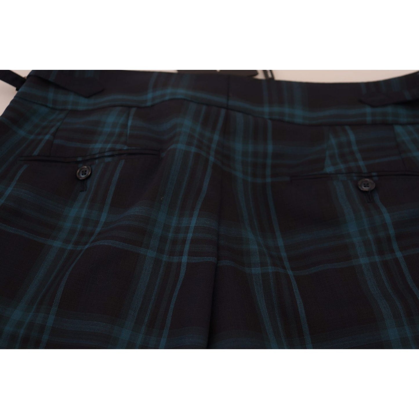 Dolce & Gabbana Blue Purple Plaid Wool Trousers Pants