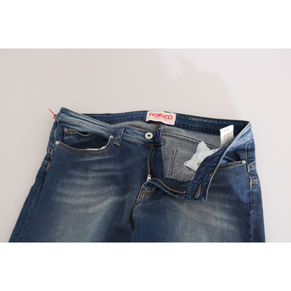 Fiorucci Blue Washed Mid Waist Slim Fit Denim Jeans
