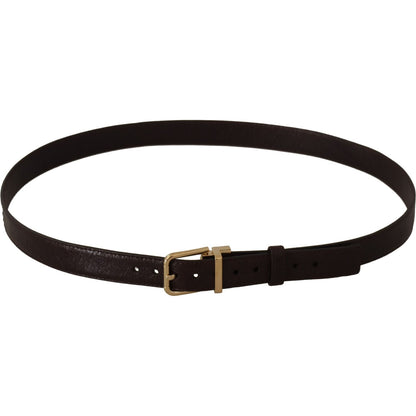 Dolce & Gabbana Brown Leather Gold Metal Buckle Belt