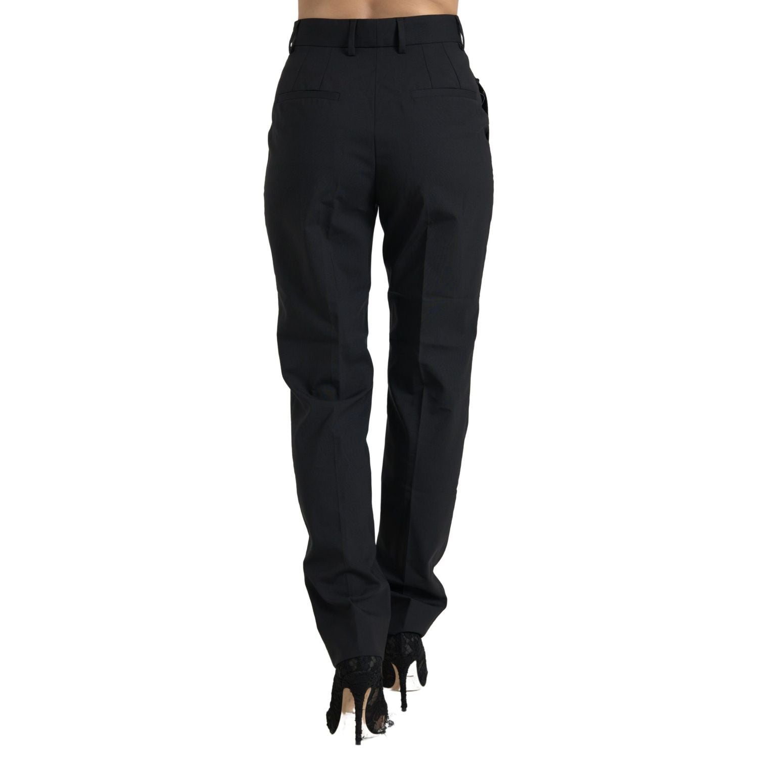 Dolce & Gabbana Black Wool High Waist Tapered Pants