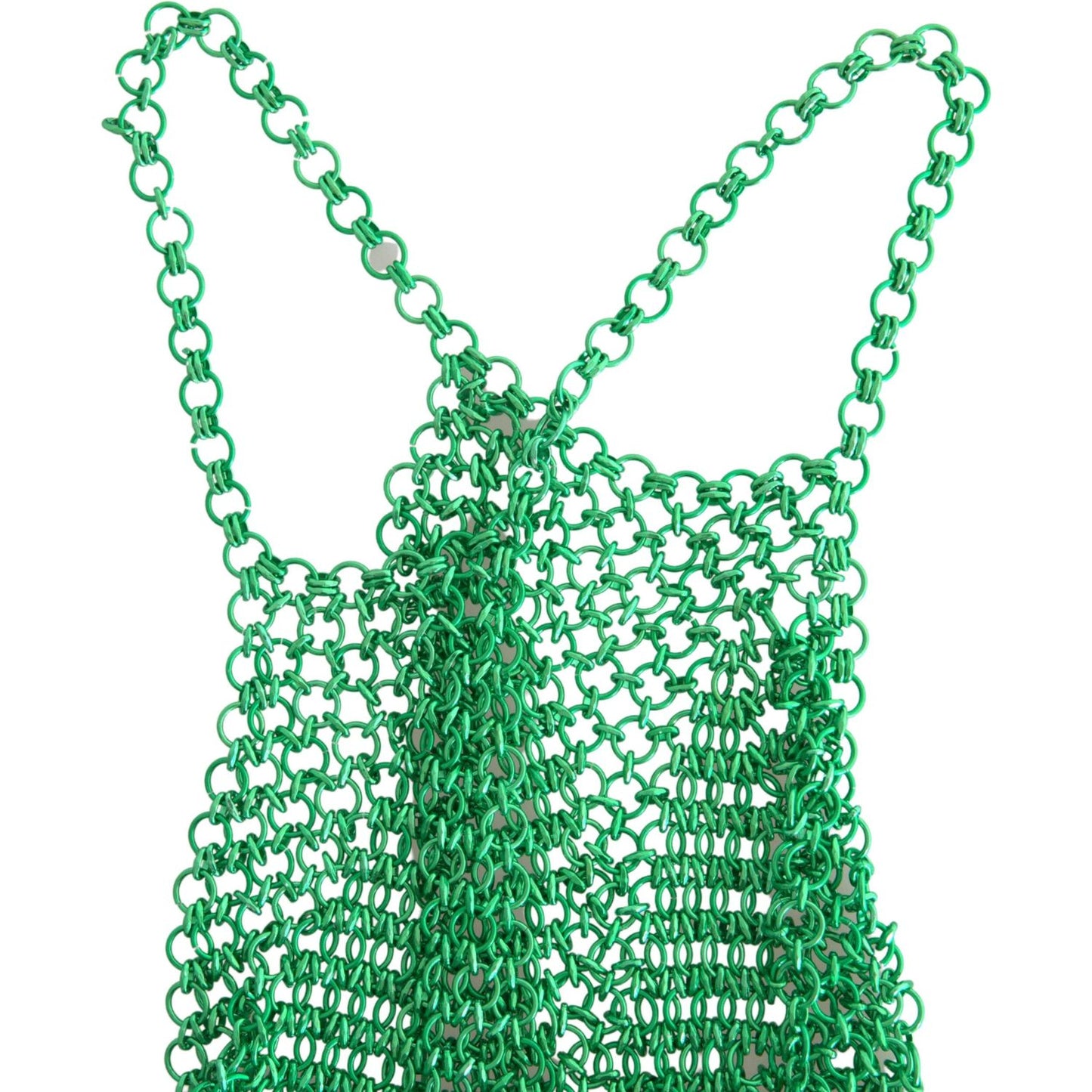 Dolce & Gabbana Green Aluminum Sleeveless Halter Cropped Tank Top TSH84074-40