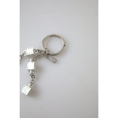 Dolce & Gabbana Silver Tone Metal DG Logo Engraved Keyring Keychain