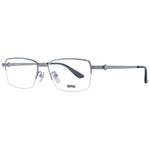 BMW Silver Men Glasses Frame in titanium material, half-rim design, with plastic lenses. Rectangle style, includes branded case.
