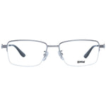 BMW Silver Men Glasses Frame, titanium half-rim rectangle design with demo lenses, includes branded case, size 55-17-145.