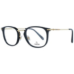 Omega Black Men Glasses Frame with full-rim style, metal & plastic material, black color, demo lenses, and branded case included.
