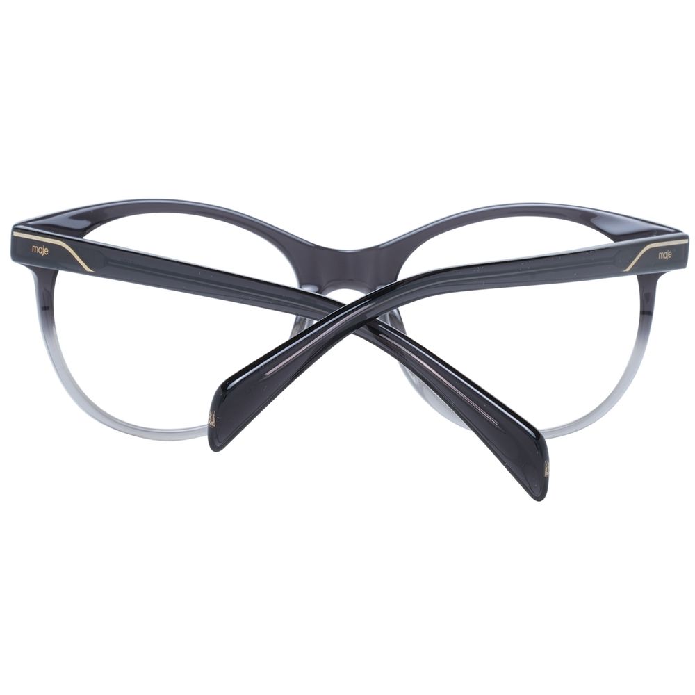 Maje Black Women Glasses Frame, round plastic full-rim design with demo lenses, 51-18-140 size, featuring a stylish black color.