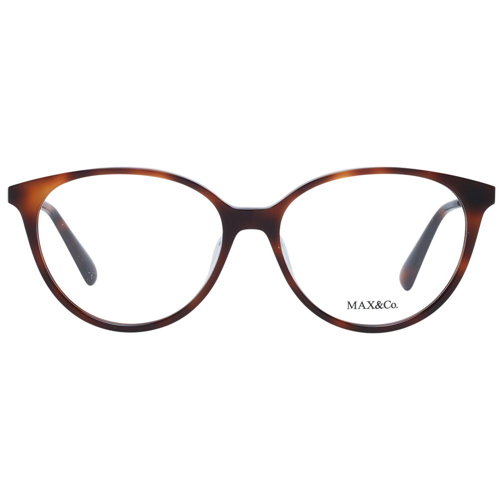 Max & Co Brown Women Glasses Frame, full-rim cat eye style in brown metal and plastic, with demo lenses, size 54-15-140.