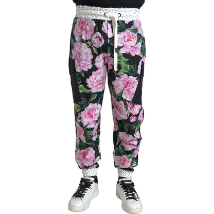 Dolce & Gabbana Multicolor Peony Joggers Cotton Men Pants