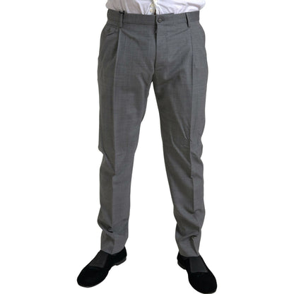 Dolce & Gabbana Gray Wool Chino Skinny Men Dress Trouser Pants
