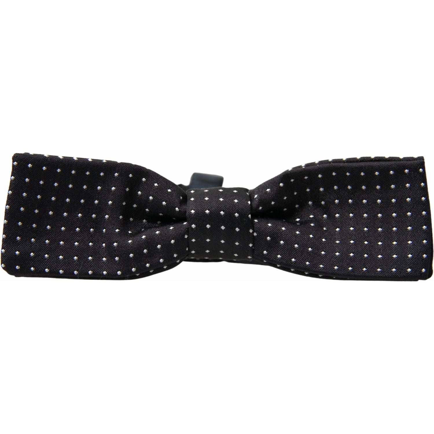 Dolce & Gabbana Black Polka Dot Silk Adjustable Men Neck Papillon Bow Tie