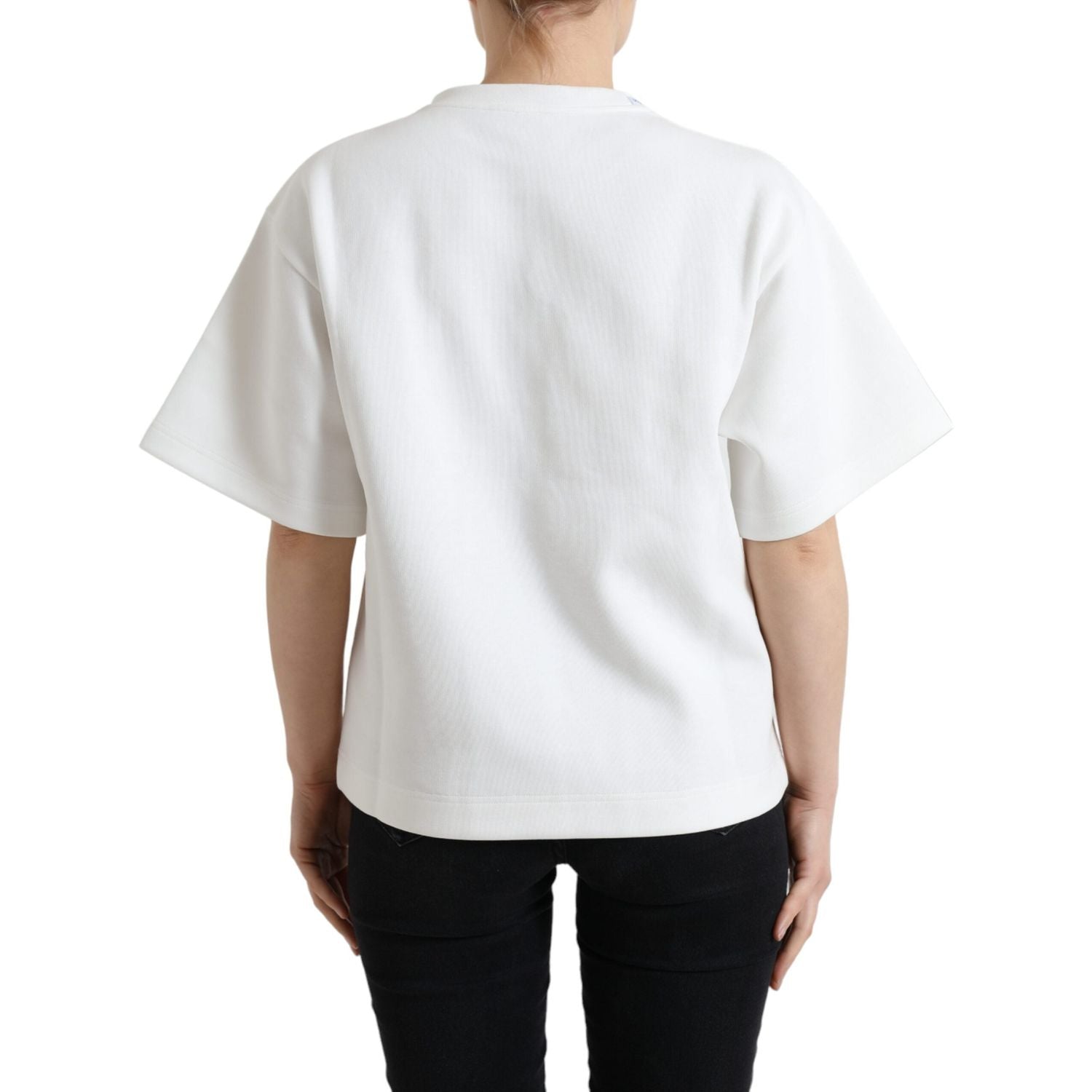 Dolce & Gabbana T-shirt White Cotton Stretch Black HOT Crystal