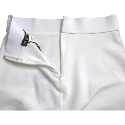 Dolce & Gabbana White Viscose High Waist Pencil Cut Mini Skirt