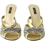 Dolce & Gabbana Crystal Embellished Silk Sandals Dolce & Gabbana Tan