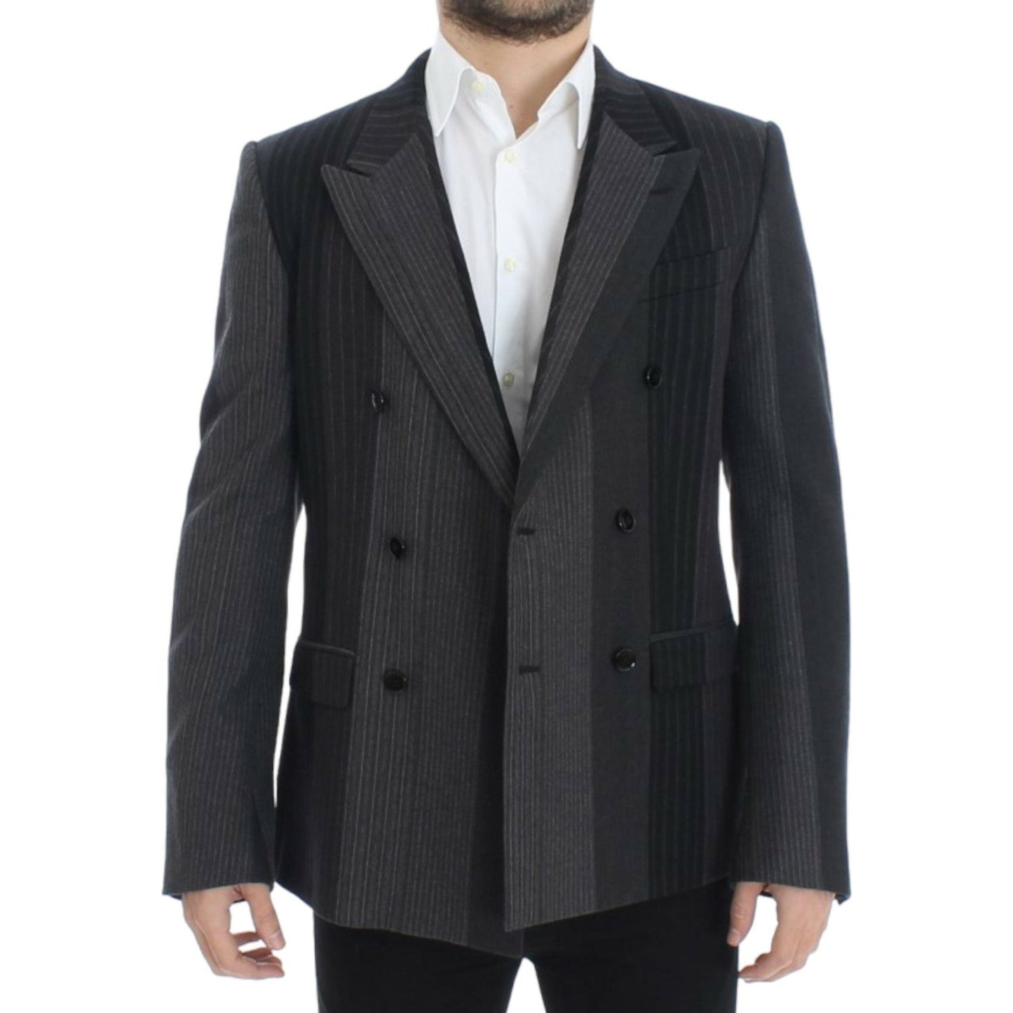 Dolce & Gabbana Gray striped wool stretch blazer