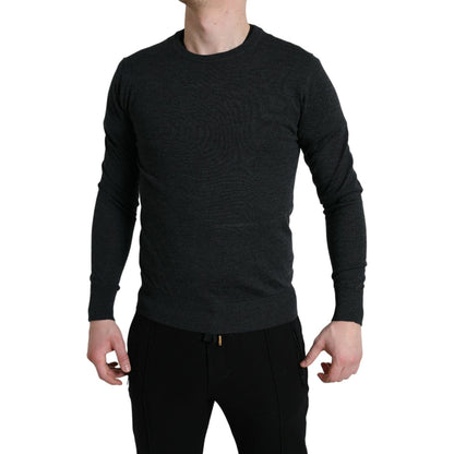 Dolce & Gabbana Gray Wool Round Neck Pullover Sweater