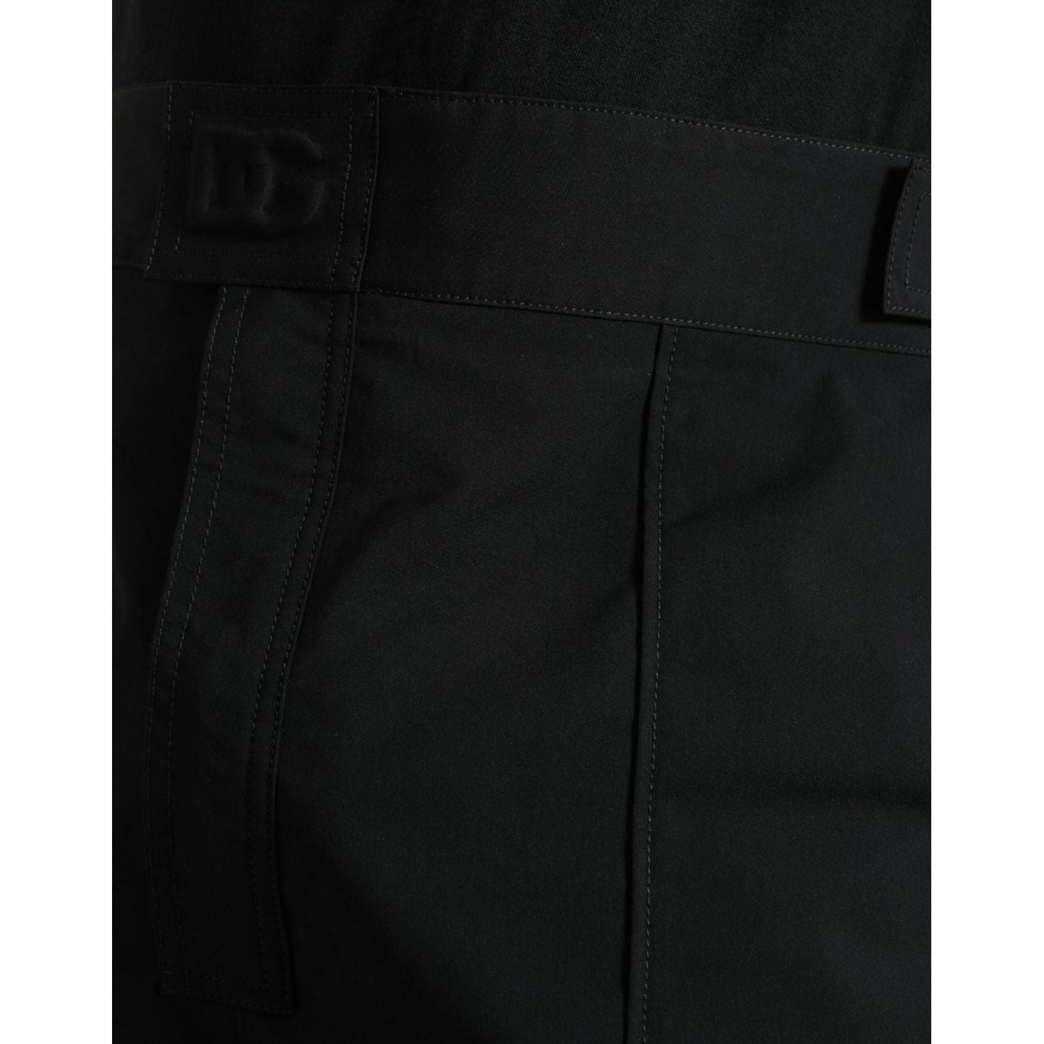 Dolce & Gabbana Black Polyester Logo Straight Pants