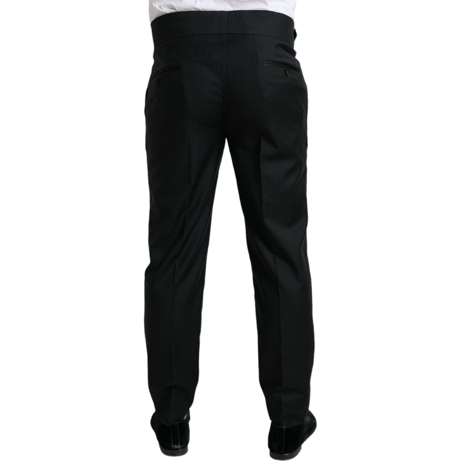 Dolce & Gabbana Black Wool Slim Fit Formal Trouser Dress Pants
