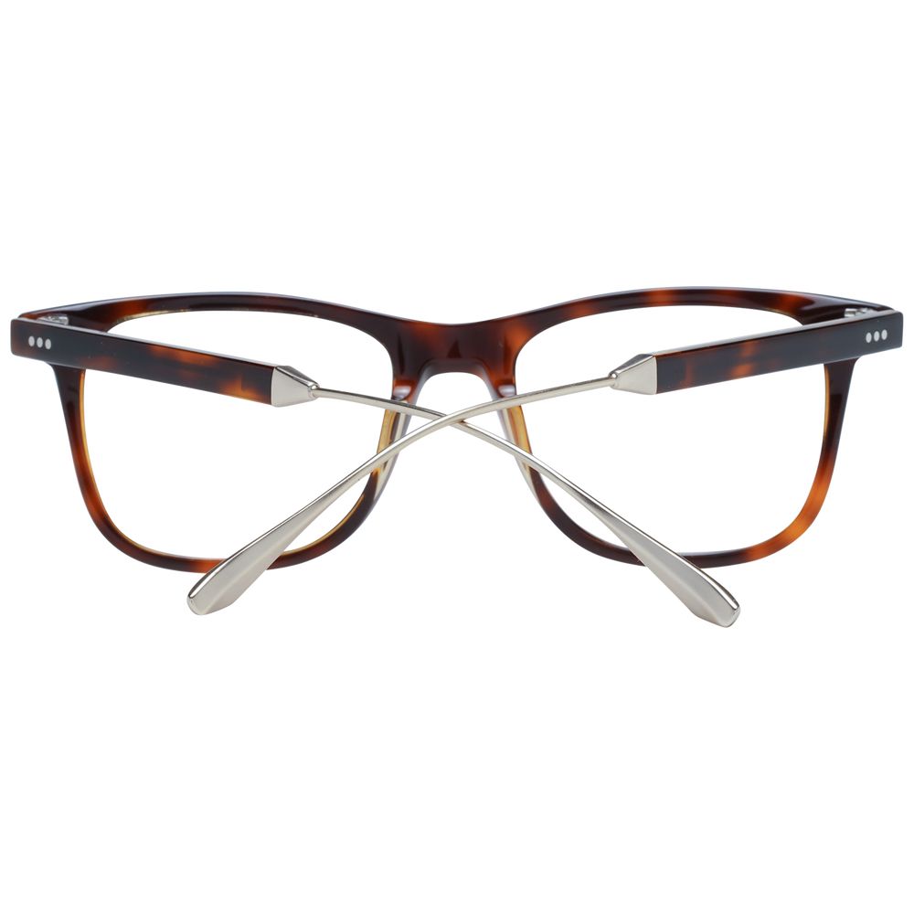 Sandro Brown Men Glasses Frame in acetate, full-rim trapezium style with plastic demo lenses for men, includes branded case.
