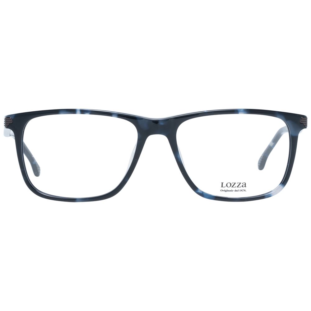 Lozza Blue Men Glasses Frame with full-rim square design, blue acetate material, demo lenses, and branded case included.